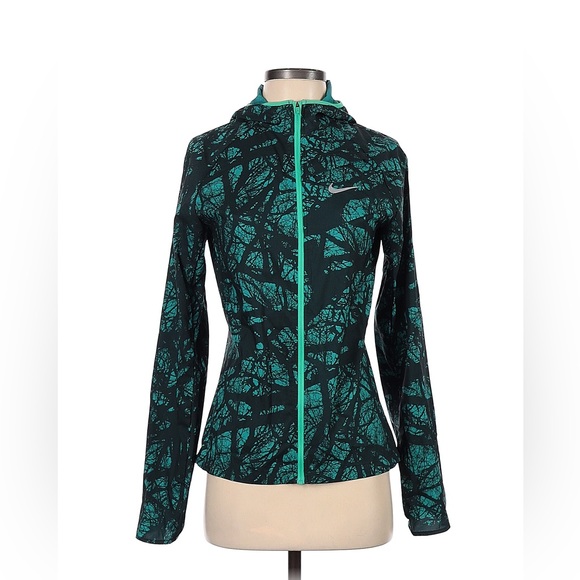 Nike Blue Rain Jacket with Neon Orange Zipper - Picture 5 of 5